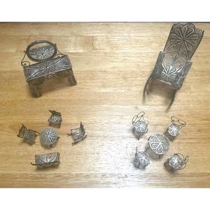 Vintage Sterling Silver Filigree Dollhouse Miniature Furniture Lot